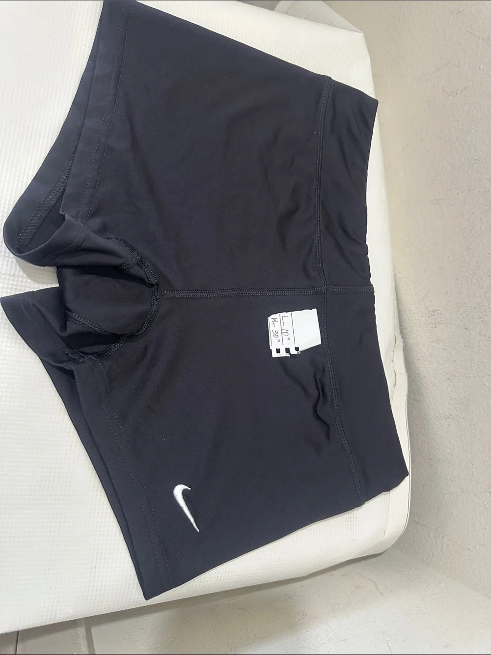 Nike Women's Black Athletic Bike Shorts with White Swoosh